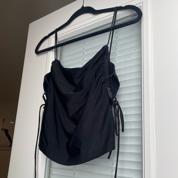 Black Crop Top with Tie Sides - Picture 2 of 3